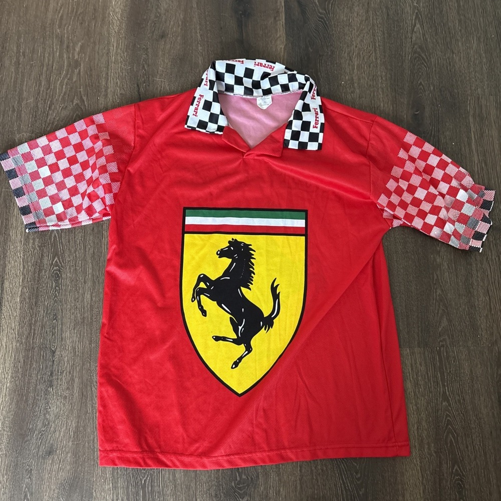 Ferrari 90s Vintage Mens Polo Shirt Tee Made in Italy Size XL